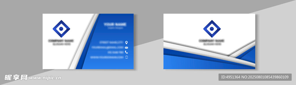 蓝白几何风商务名片模板
