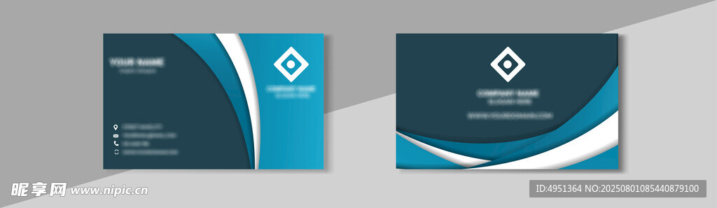 蓝白简约风企业名片设计