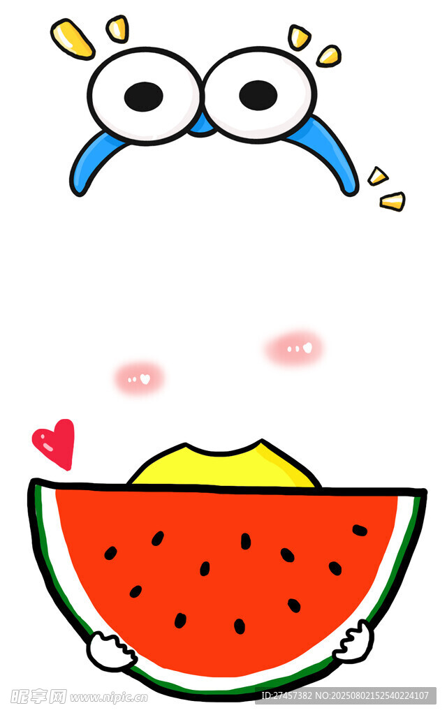 可爱卡通西瓜与表情元素
