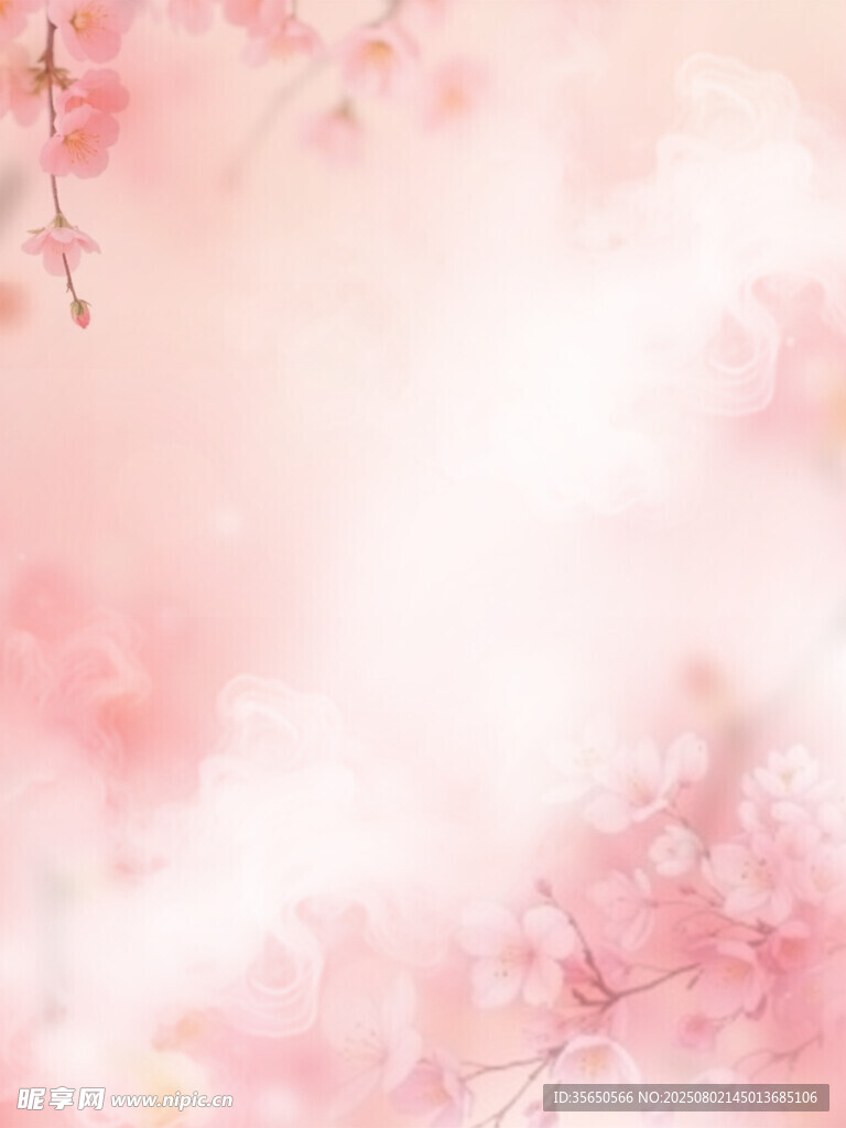 浪漫粉色樱花背景图