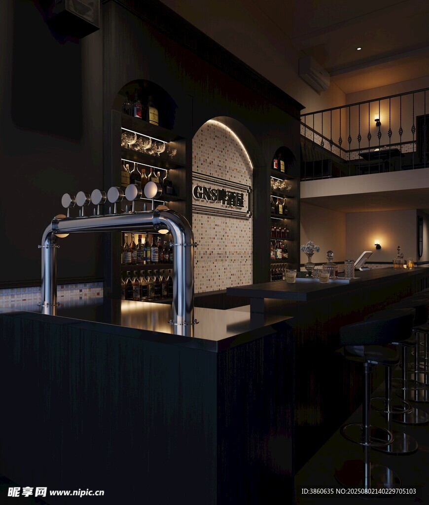 复古风格酒吧内部场景
