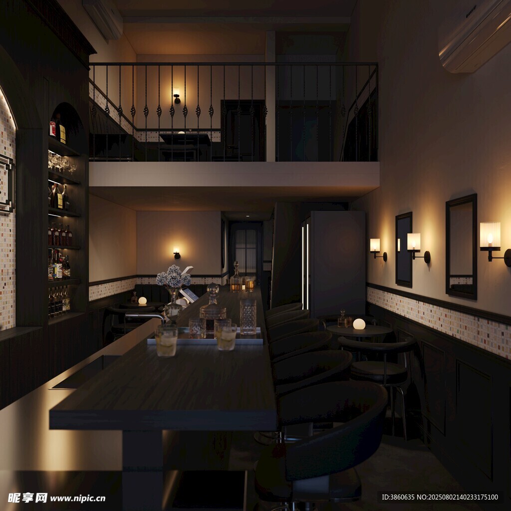 现代风格双层室内温馨场景