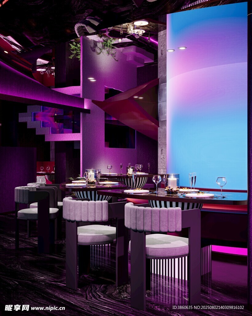 时尚炫酷的酒吧室内场景