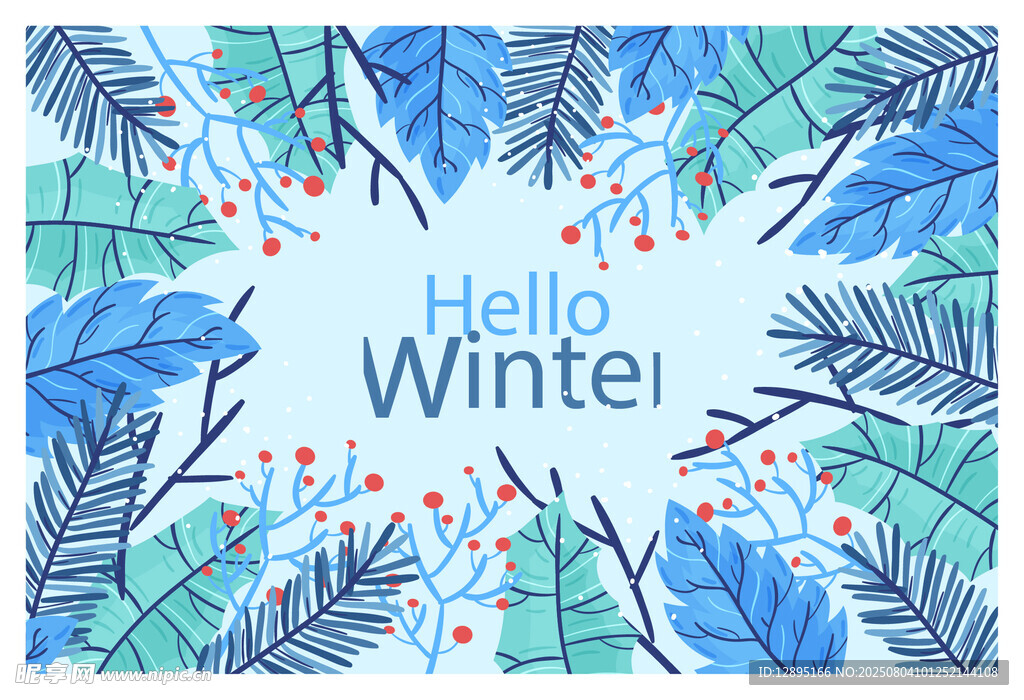 冬季花卉主题装饰图案