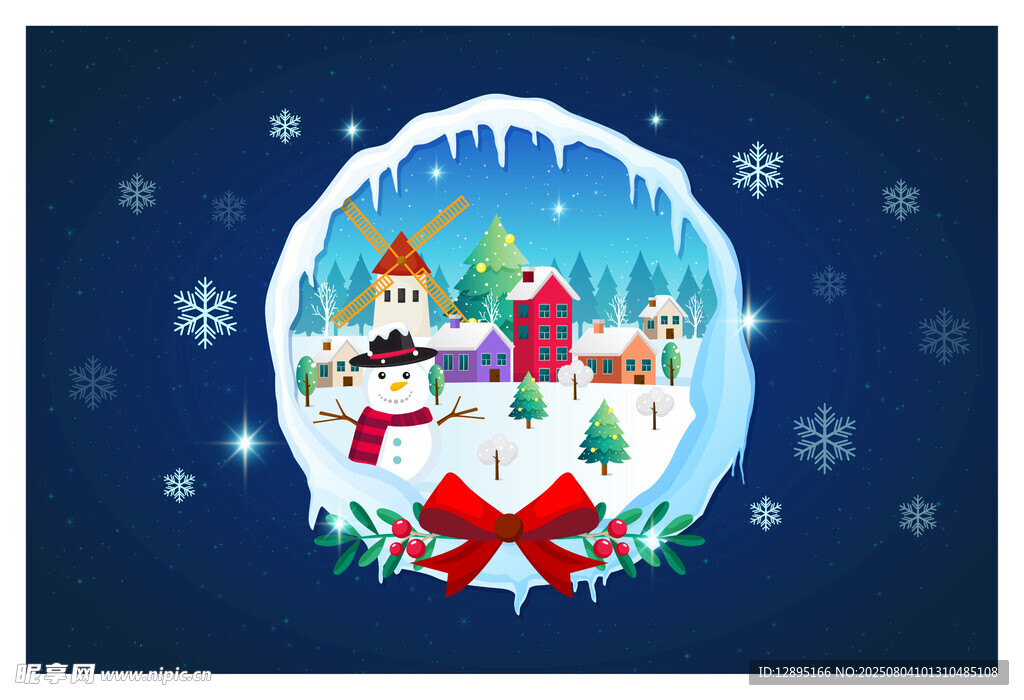 冬日雪景中的童话小镇