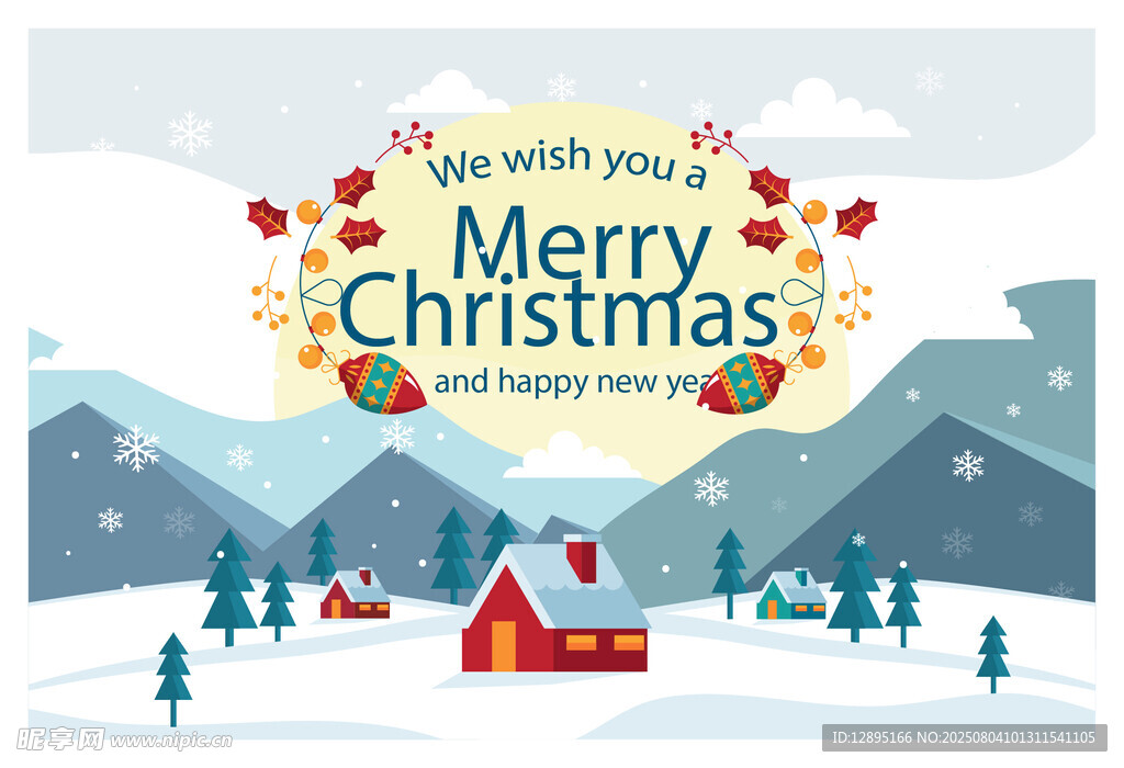 圣诞雪景中的温馨小屋