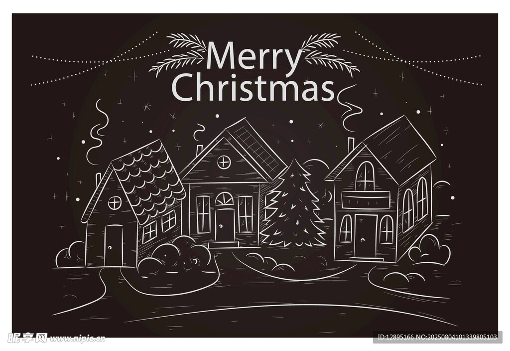 圣诞夜景简笔画