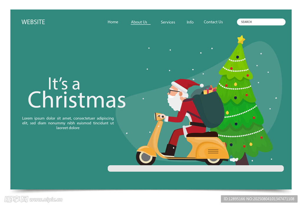 圣诞老人骑摩托过圣诞