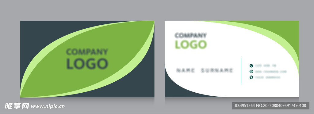 清新绿蓝双色商务名片设计