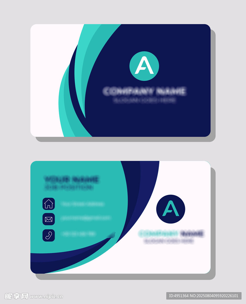 蓝绿渐变商务名片设计