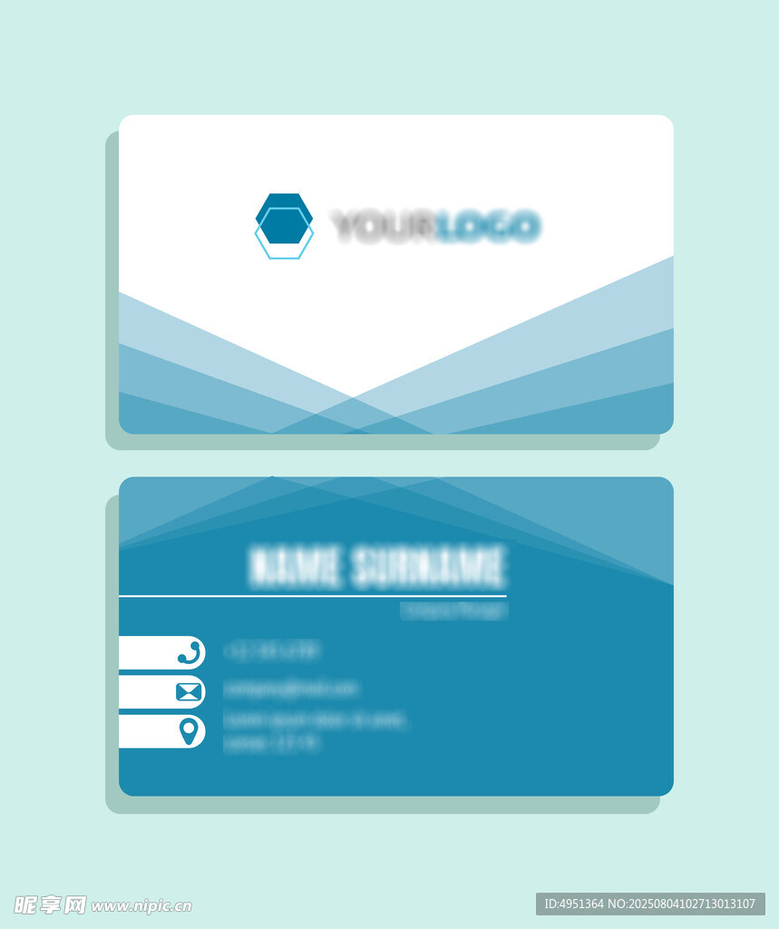 简约蓝白几何风商务名片