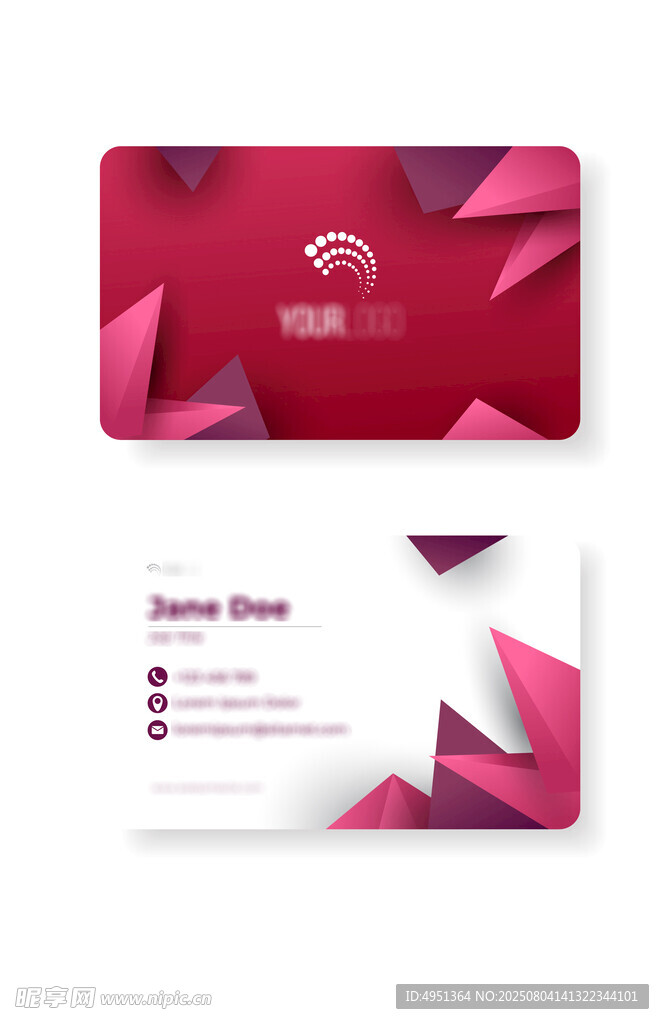 几何风红色商务名片设计