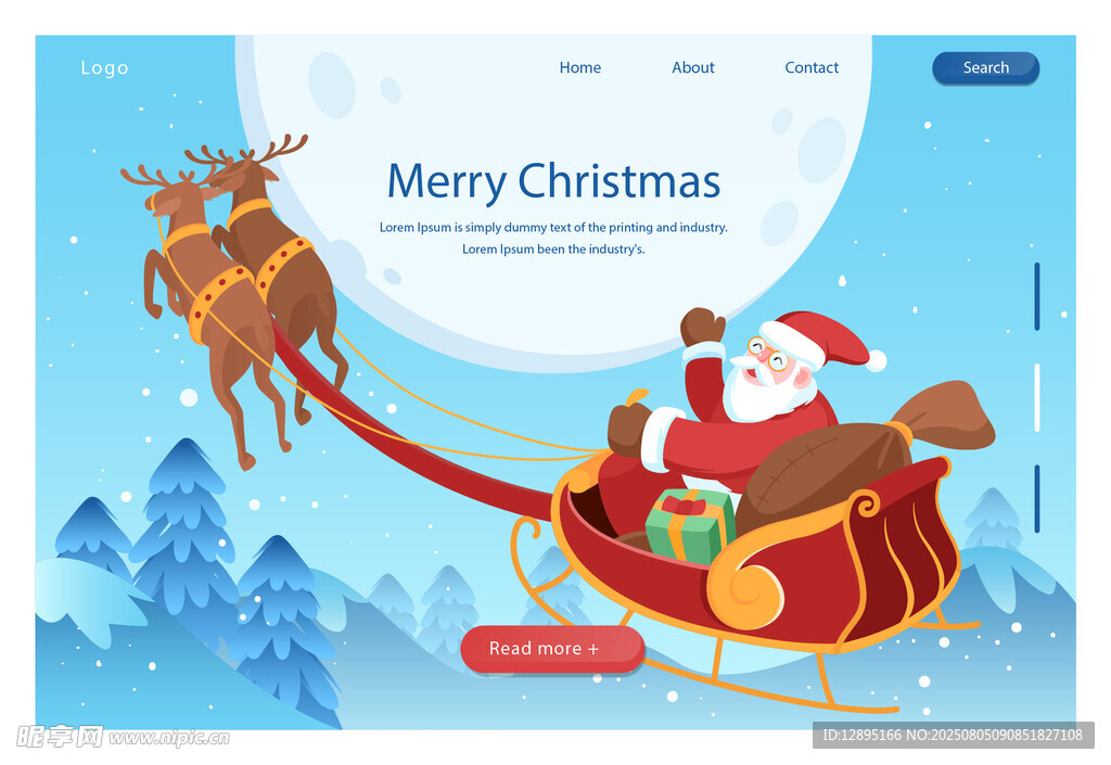 圣诞老人乘驯鹿雪橇