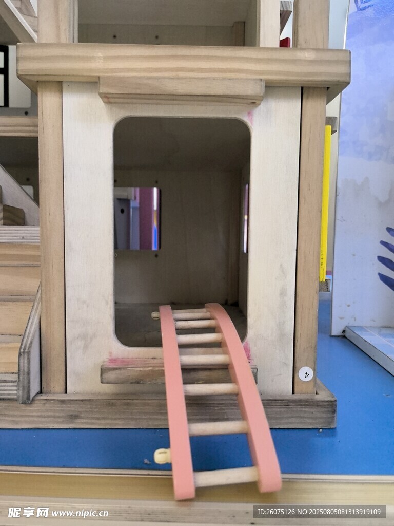 儿童木质滑梯游戏屋模型