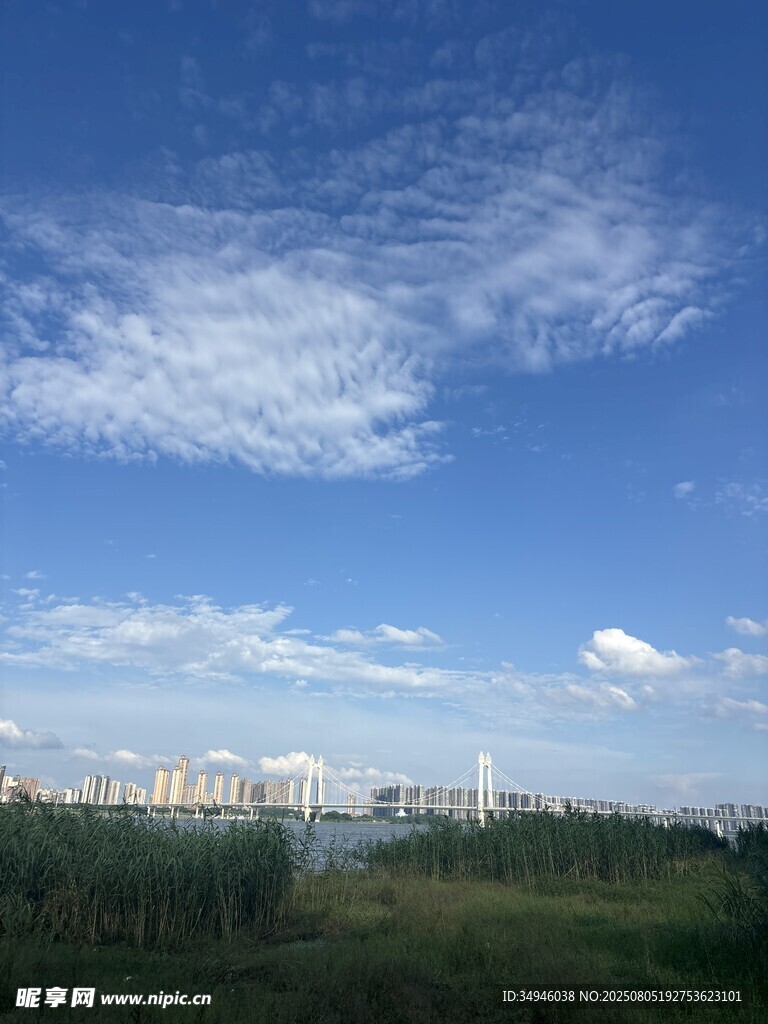 蓝天之下的城市远景