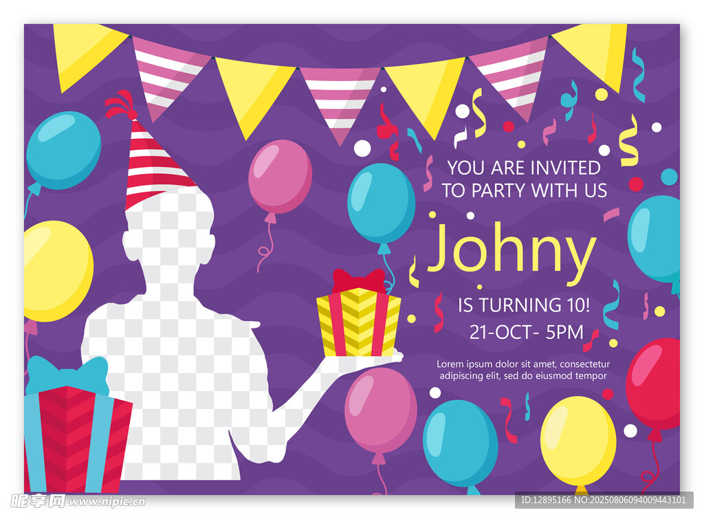 Johnny的生日派对邀请函