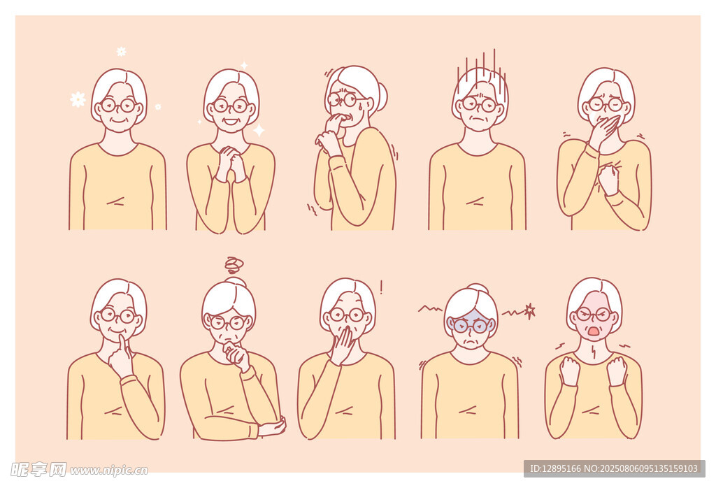 人物多样表情动作展示