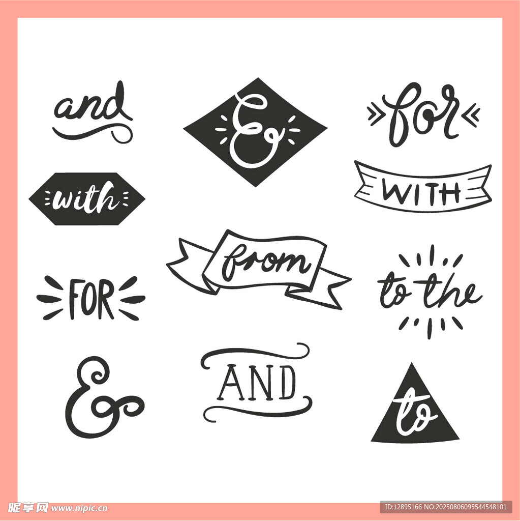 手绘简约英文装饰符号