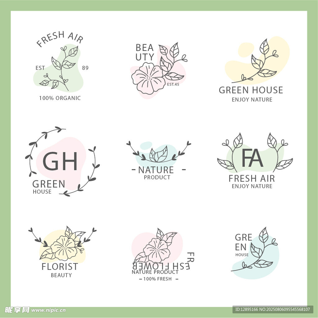 可爱动物花卉标志设计