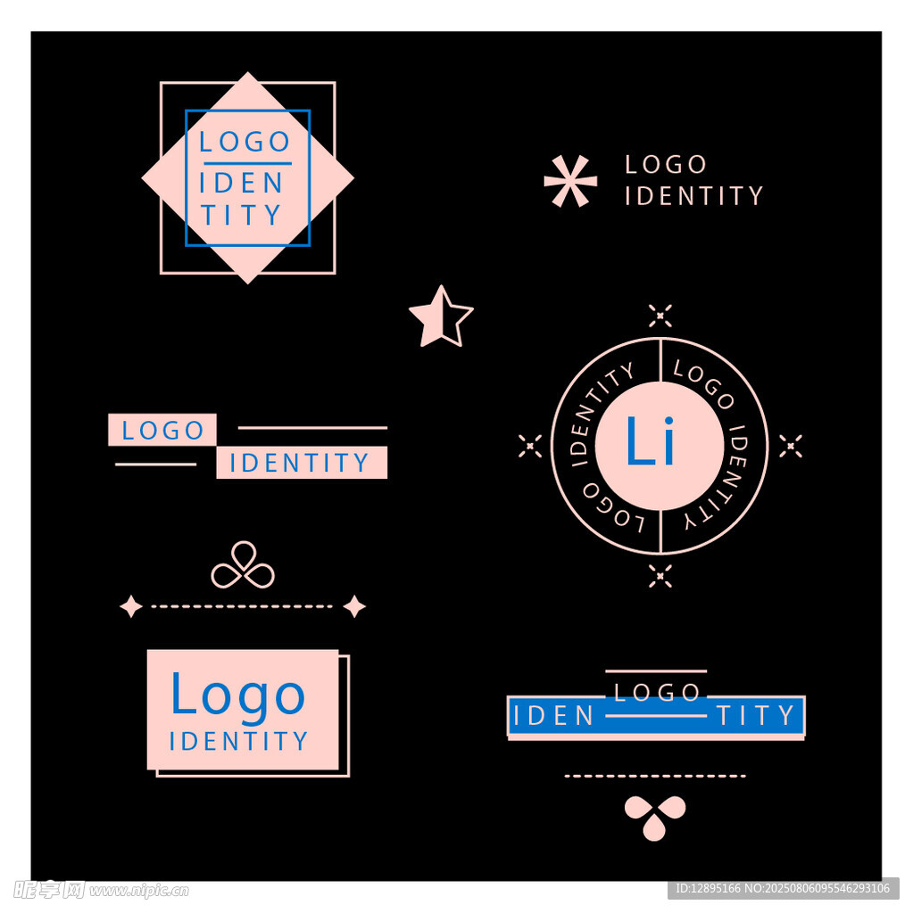 多样几何风格标志设计元素