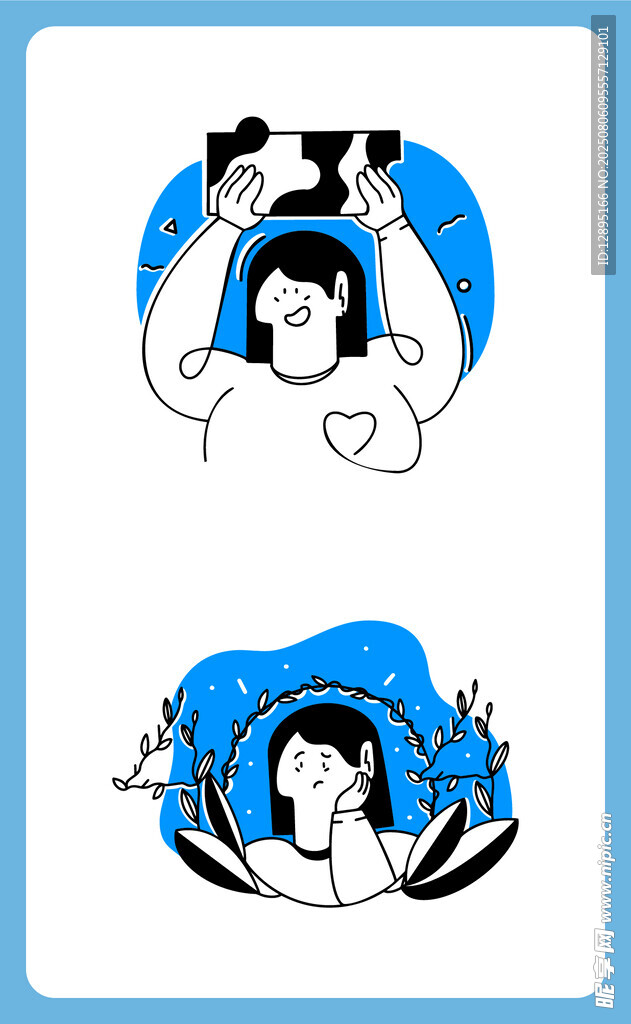 卡通女孩动作插画