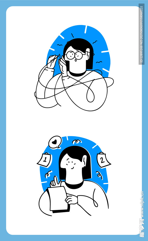 女孩的手机使用场景插画