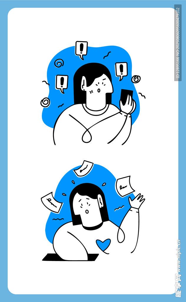 卡通女孩的多样姿态