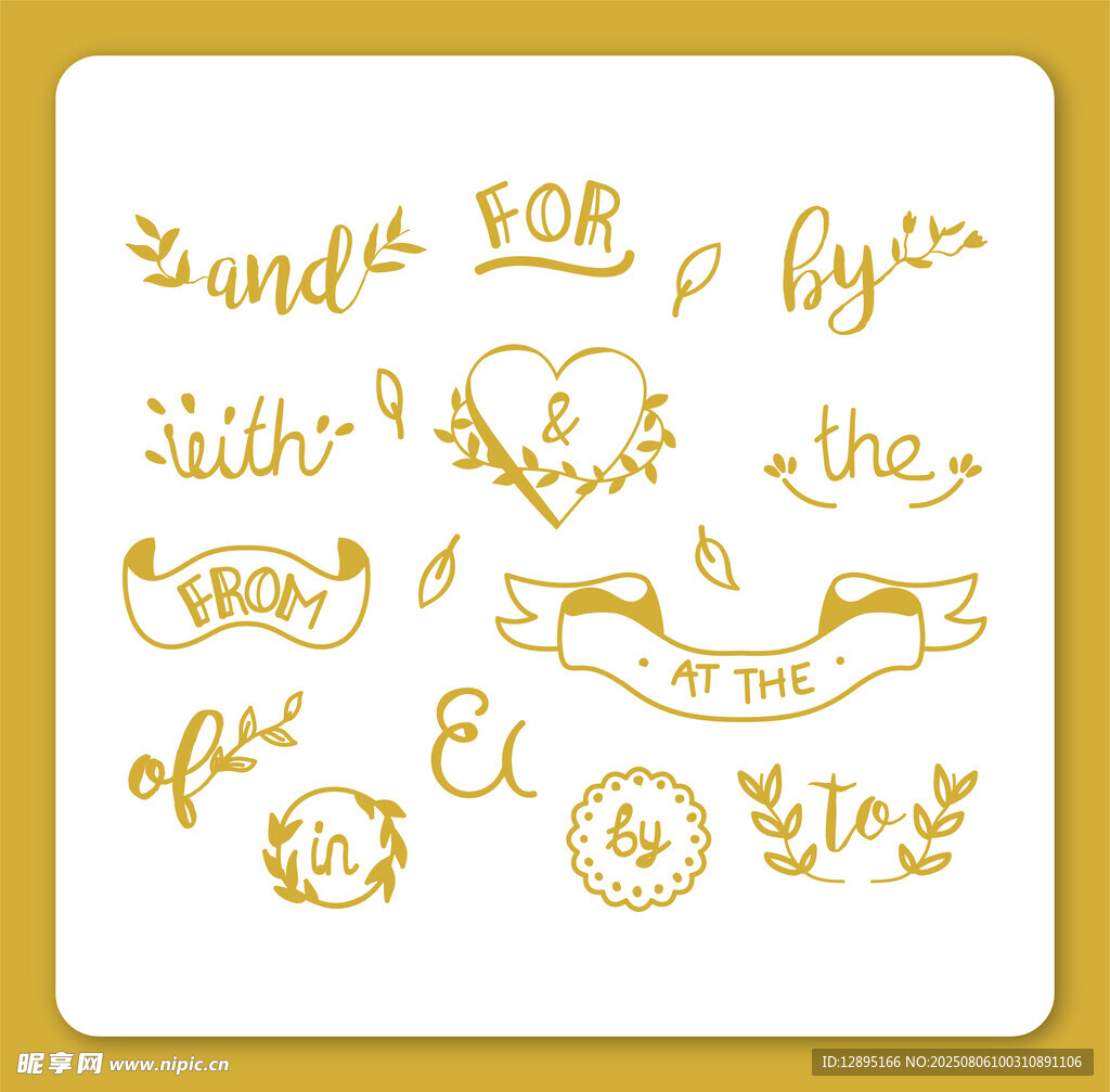 手绘金色装饰性文字图案