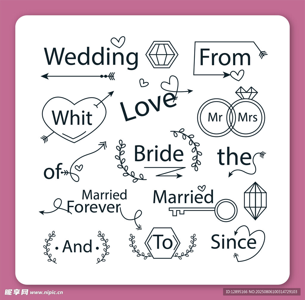 婚礼相关英文元素图案