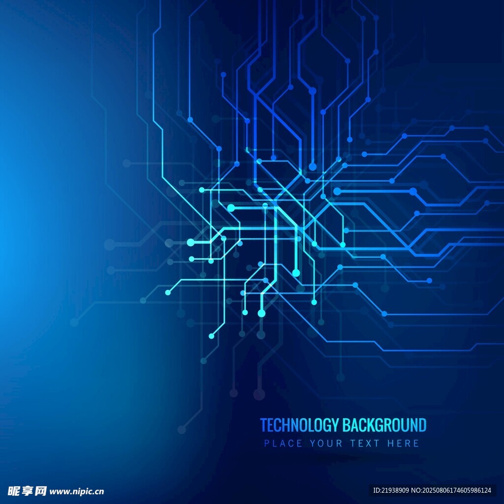 科技感蓝色电路背景图