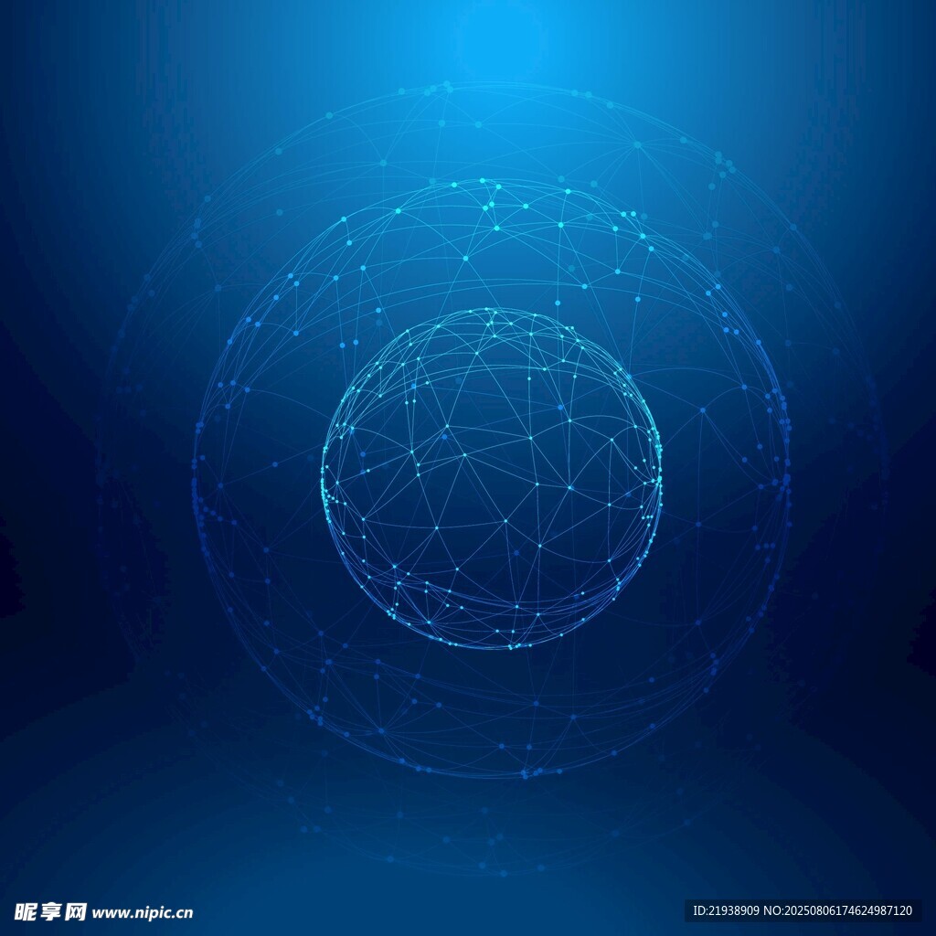 蓝色科技感网络球体背景