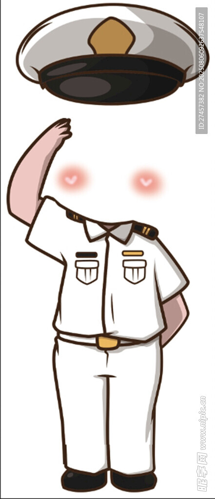 敬礼的帅气制服人物