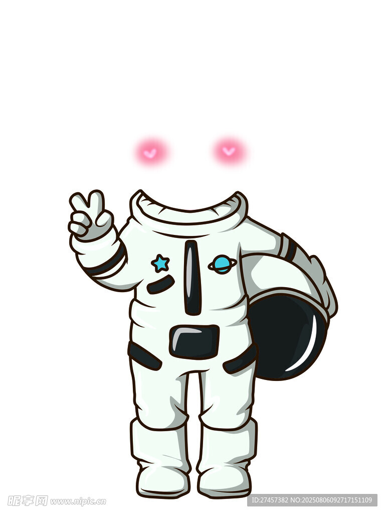 可爱宇航员比耶卡通形象