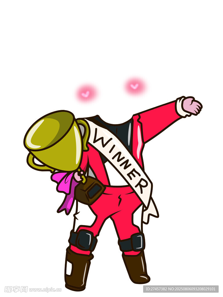 卡通冠军形象庆祝胜利