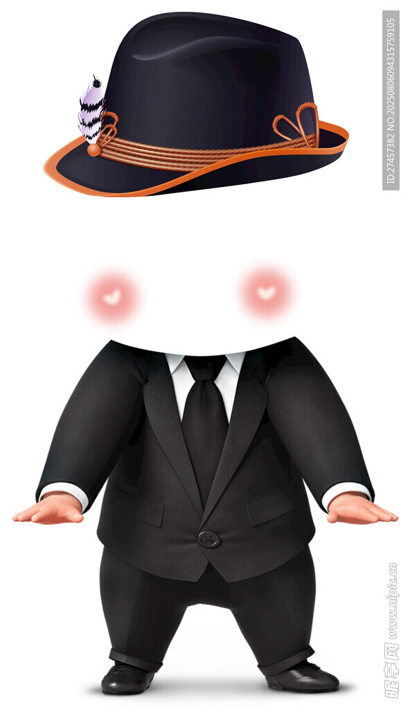 戴礼帽穿西装的卡通角色