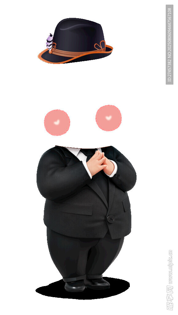 戴礼帽的卡通绅士形象