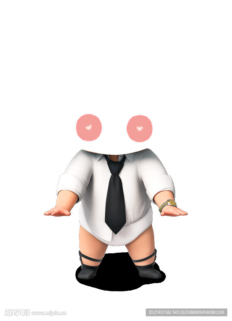 卡通正装小人双手摊开