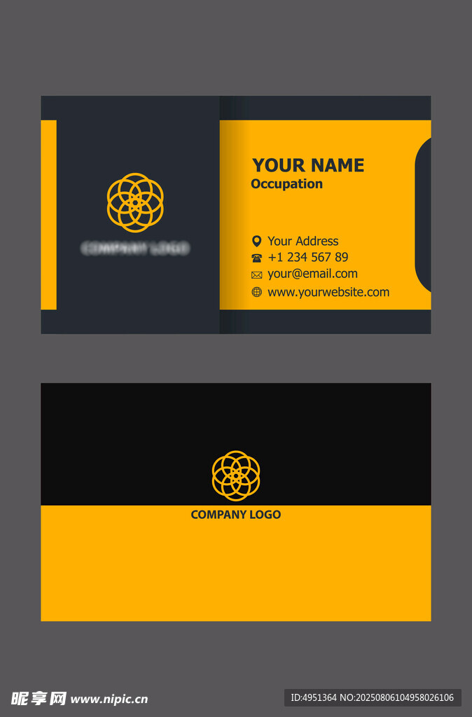 黄黑配色商务名片设计