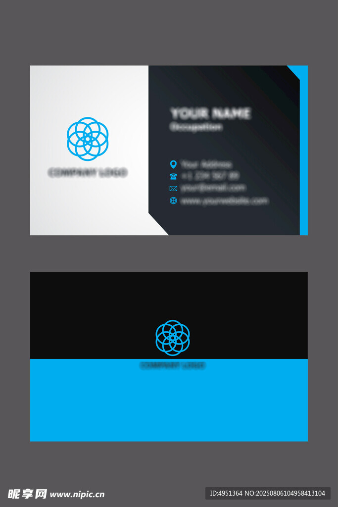 蓝黑配色商务名片设计