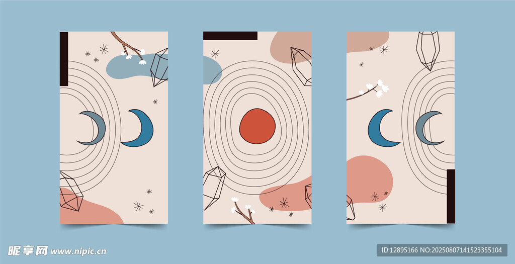 日式和风月亮动物图案卡片