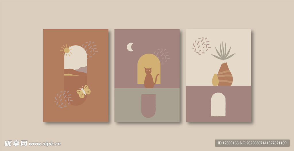 简约风拱形门装饰插画