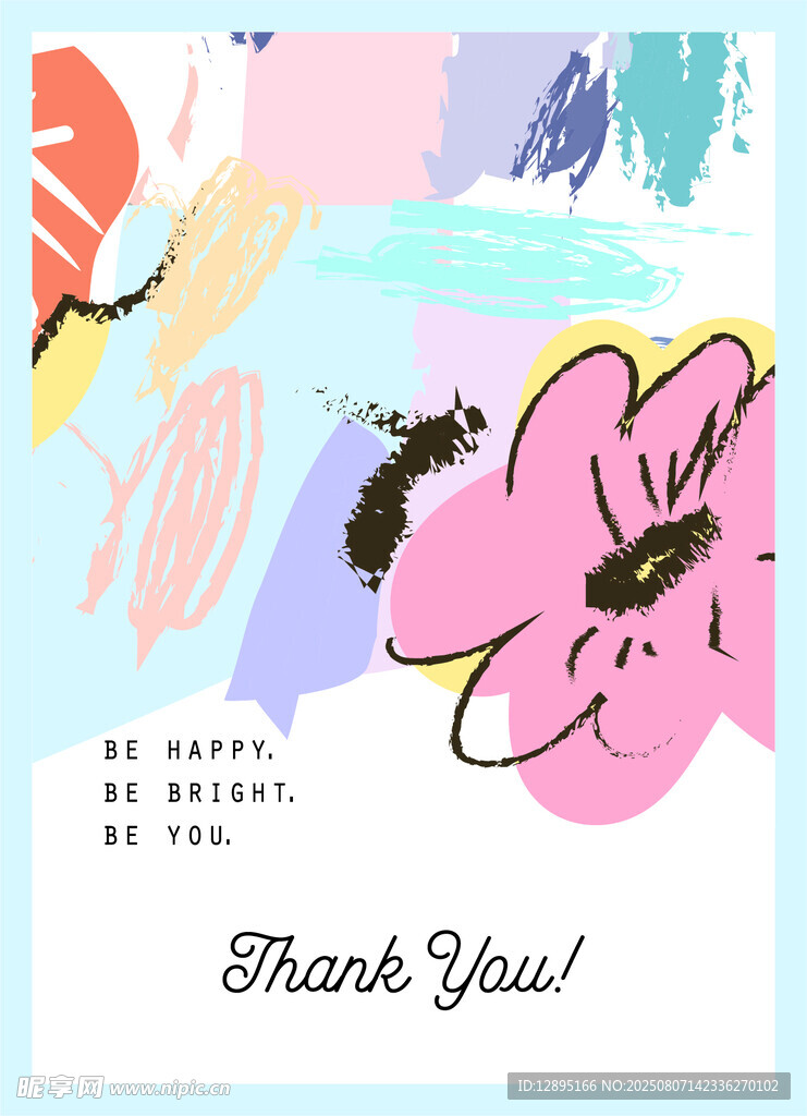 手绘花卉感谢卡