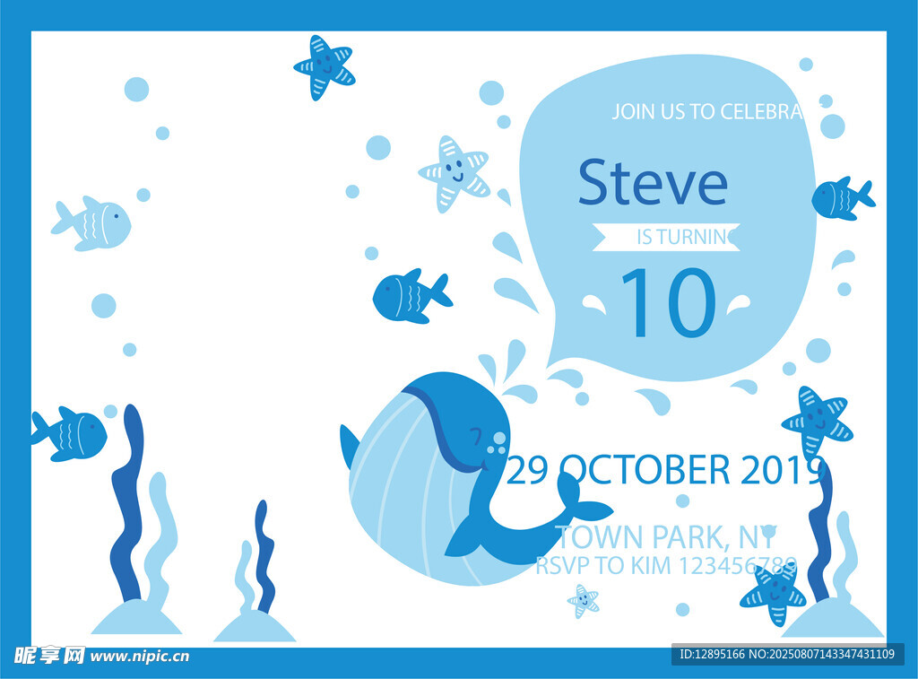 Steve的十岁生日邀请卡