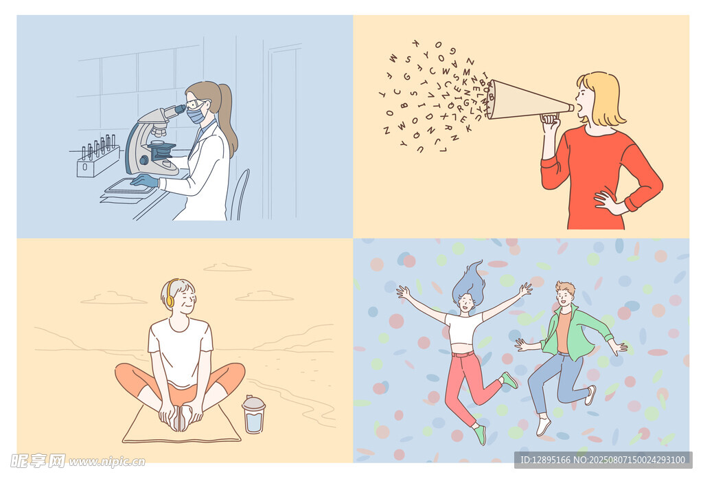 多样生活场景插画展示