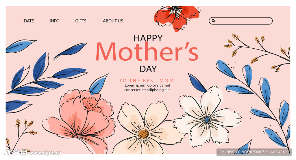 母亲节花卉贺卡设计