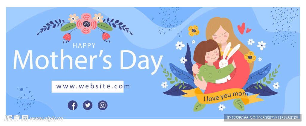 母亲节温馨亲子插画场景