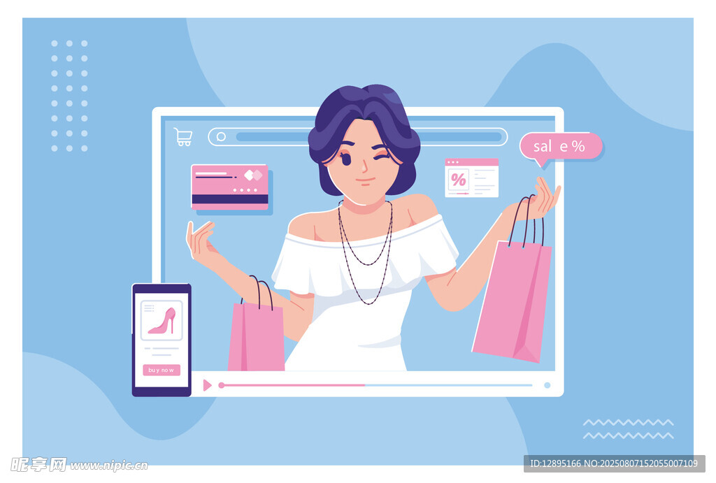 时尚女性畅享购物时刻