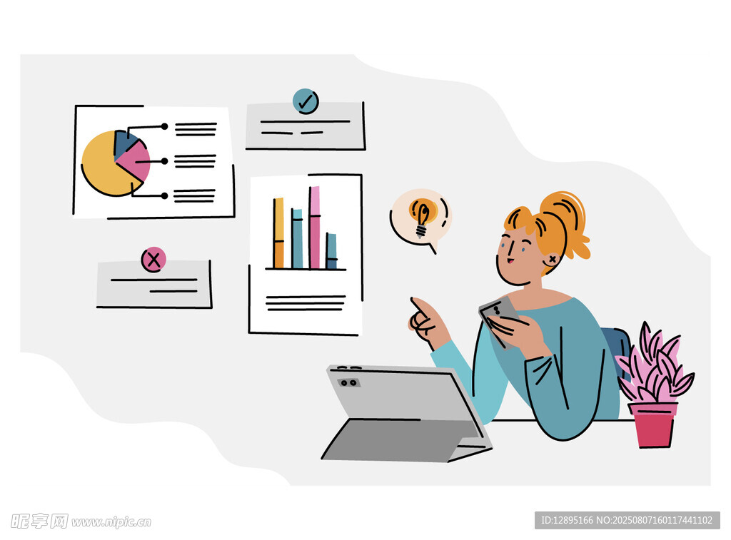 女性专注办公场景