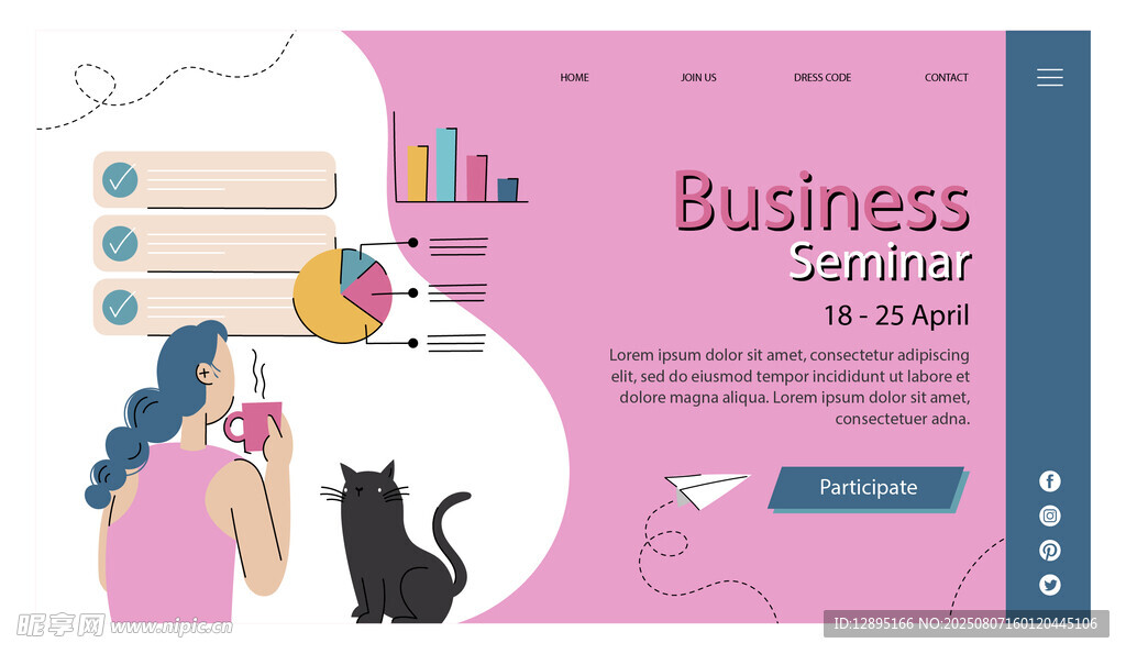 商务猫咪插画设计素材