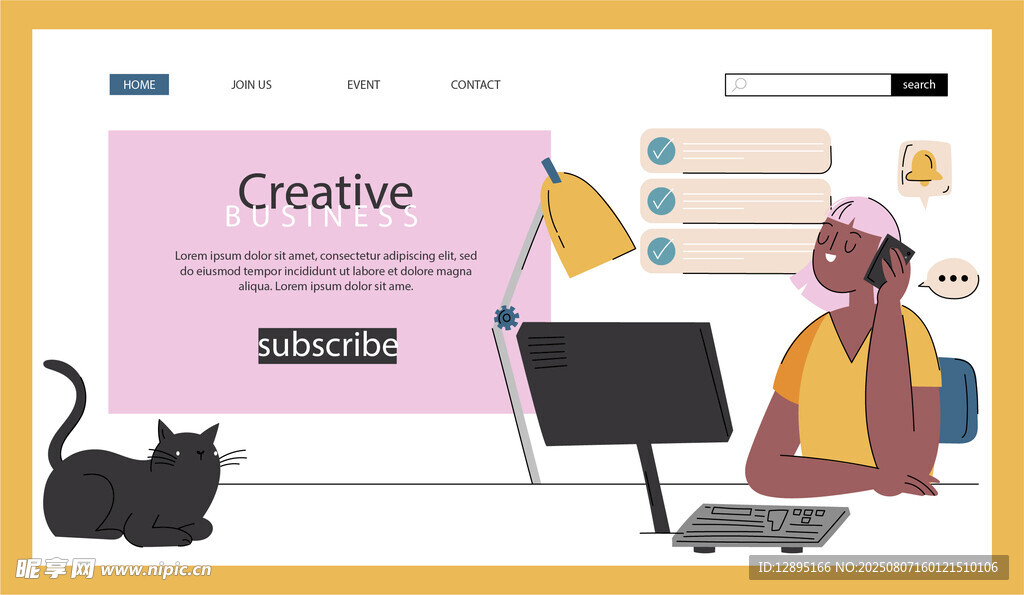 创意工作场景中的人与猫